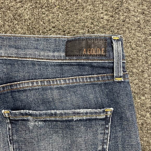 Agolde Sophie Distressed Ripped Blue Jeans Ankle Cropped Denim Holes Worn 32 - Picture 5 of 8